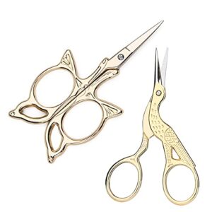 butuze embroidery scissor kit, vintage eurpoean style, stainless golden crane and butterfly design scissors sharp tip diy tools sewing kit shears for embroidery, craft, sewing, art work