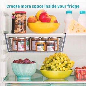 Under Shelf Basket, iSPECLE 4 Pack Under Cabinet Organizer Easy to Install and Use Versatile Metal Pantry Organizer Add Storage to Kitchen Cabinet Pantry Cupboards and Shelves, Black