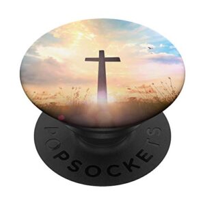 jesus christ cross with sunshine heaven sunburst ever pretty popsockets popgrip: swappable grip for phones & tablets