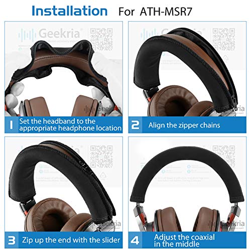 Geekria Headband Cover Compatibles with ATH-MSR7, ATH-MSR7NC, ATH-MSR7BK, ATH-MSR7GM Headphones/Headband Protector Repair Parts/Protective Sleeve/Easy Installation No Tool Needed