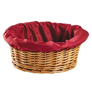round church offering basket with removable burgundy liner, 12 inches