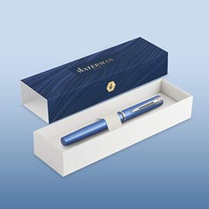 Waterman Allure Fountain Pen, Blue Lacquer, Fine Nib, Blue Ink, Gift Box