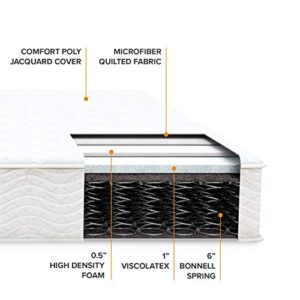 Best Price Mattress 8 Inch Tight Top Innerspring Hybrid Mattress - Comfort Foam Top with Bonnell Spring Base, Full White