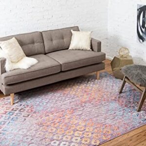 Unique Loom Rainbow Collection Geometric Abstract Modern Watercolor Lilac Area Rug (7' 0 x 10' 0)