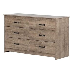 south shore tassio 6-drawer double dresser weathered oak