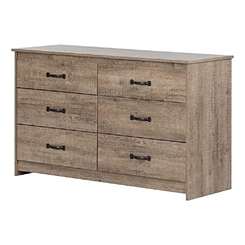 South Shore Tassio 6-Drawer Double Dresser Weathered Oak