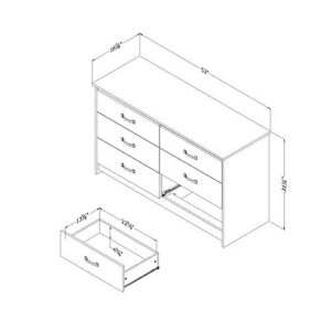 South Shore Tassio 6-Drawer Double Dresser Weathered Oak