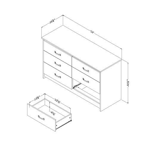 South Shore Tassio 6-Drawer Double Dresser Weathered Oak