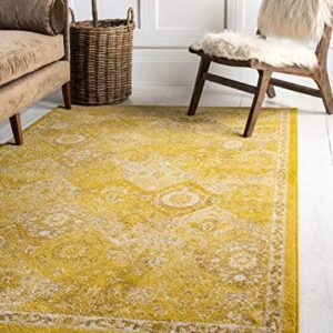 Unique Loom Penrose Collection Area Rug - Blake (8' x 10' Rectangle, Yellow/ Beige)