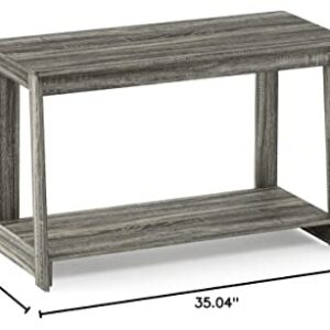 Furinno 18041GYW Beginning TV Stand, French Oak Grey, 15.59 x 35.04 x 21.65 inches