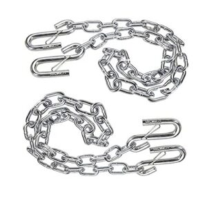 nbjingyi 3/16" x 48" trailer safety chain with spring clips grade 30 with 2 s hook 2pcs