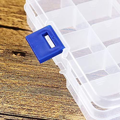 Magik 2-4 Pack Plastic Storage Case Box Jewelry Earring DIY Making Tool Containers 10 Grids Removable Dividers (2 Pack, 10 Grid Orange)