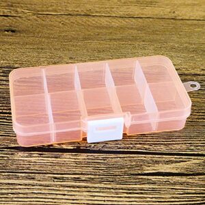 Magik 2-4 Pack Plastic Storage Case Box Jewelry Earring DIY Making Tool Containers 10 Grids Removable Dividers (2 Pack, 10 Grid Orange)