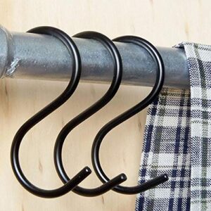 Dreecy 30 Pack Heavy-Duty Black S Hooks Steel S Hanging Hooks Kitchen Pot Rack Hooks Closet Hooks for Hanging Pots Pans Cups Plants Bags Towels Jeans Large 3.4 inch