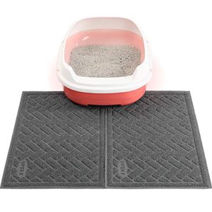 upsky cat litter mats 2 set of cat litter pads, cat litter trap mats can be spliced and placed at-will, scatter control for litter box, soft on sensitive kitty paws, easy to clean. (24’’ x 16’’)
