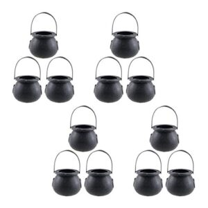 12 pcs halloween mini candy kettles novelty cauldron kettles cups plastic mini black witch cauldron multi-purposed novelty candy holder for halloween, st patrick's day party