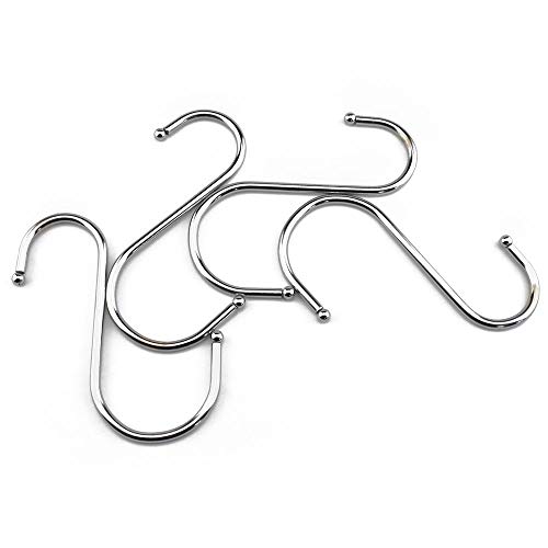 LQJ PRO S Closet Scrach 16 Pack Heavy Duty Length 3 15/16" Metal Rustproof Sturdy Versatile Hooks for, Hanging Jeans Pots Pans Kitchen Utensils from Wire Shelving or Pot Rack, Silver