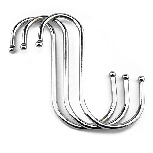 LQJ PRO S Closet Scrach 16 Pack Heavy Duty Length 3 15/16" Metal Rustproof Sturdy Versatile Hooks for, Hanging Jeans Pots Pans Kitchen Utensils from Wire Shelving or Pot Rack, Silver