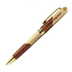Custom Engraved Maple & Rosewood Split Ballpoint Pen - Personalized - (Black Gift Box) - Innovative Surface Art