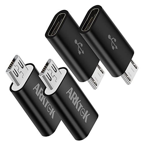 ARKTEK USB C to Micro USB Adapter,4-Pack Type C Female to Micro USB Male Convert Connector Support Charge & Data Sync Compatible with Samsung Galaxy S7 Edge S6 Nexus 5/6 and Micro USB Devices(Black)