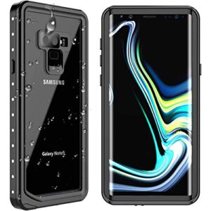 spidercase for galaxy note 9: waterproof, shockproof & snowproof bumper case (black/transparent)