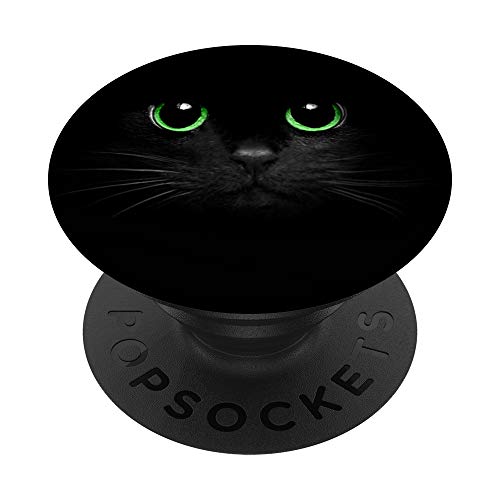 Cute Black with Green Eyes Cat PopSockets PopGrip: Swappable Grip for Phones & Tablets