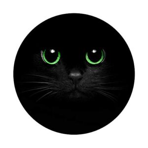 Cute Black with Green Eyes Cat PopSockets PopGrip: Swappable Grip for Phones & Tablets