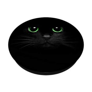 Cute Black with Green Eyes Cat PopSockets PopGrip: Swappable Grip for Phones & Tablets