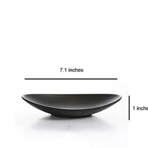 Yogee A5 Melamine Jewelry Dish Organizer, Decorative Trinket Dish,Accent Tray for Vanity,Food Safe Dishware,Frosted Black (Ship, Set of 2)