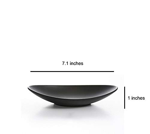 Yogee A5 Melamine Jewelry Dish Organizer, Decorative Trinket Dish,Accent Tray for Vanity,Food Safe Dishware,Frosted Black (Ship, Set of 2)