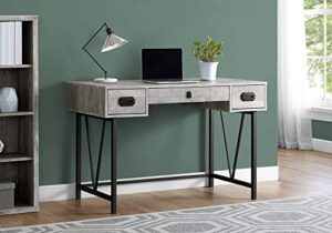 monarch specialties laptop table with drawers-industrial style-metal legs computer desk home & office, 48" l, grey reclaimed wood look