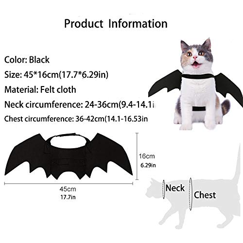 Pet Cat Bat Wings for Halloween Party Decoration, Puppy Collar Leads Cosplay Bat Costume,Cute Puppy Cat Dress Up Accessories