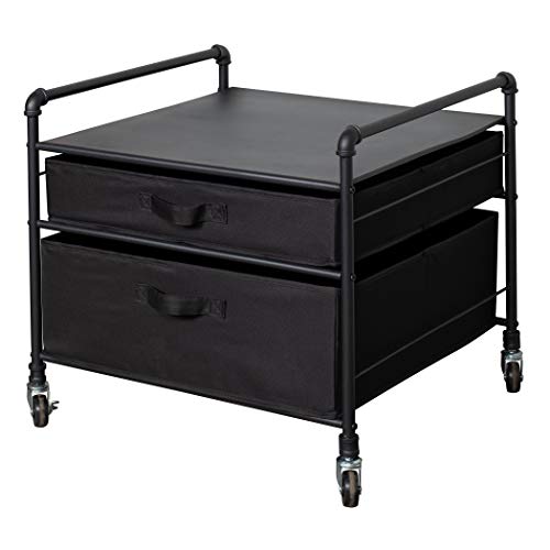 The Fridge Stand Supreme - Drawer Organization - Black Pipe Frame with Black Drawers