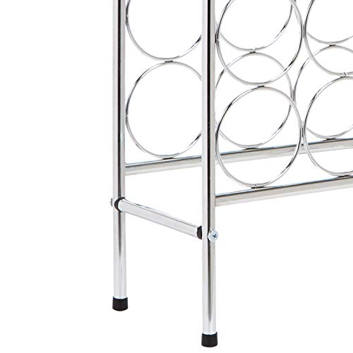 Amazon Basics Curved Metal 14-Bottle Standing Wine Holder Rack, Chrome