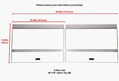 H2Pro Glass Canopy 2Piece Set for Marineland Perfecto 70/75/90/110 Gallon 48x18 Aquarium Fish Tank (Eachpiece Measure 22.68 x 16.93 x 0.16in)