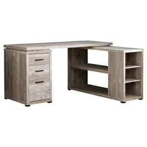 monarch specialties l-shaped corner left or right facing home & office computer desk, 60"l, taupe reclaimed