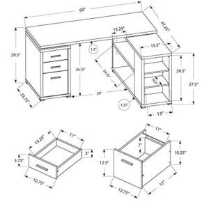 Monarch Specialties L-Shaped Corner Left or Right Facing Home & Office Computer Desk, 60"L, Taupe Reclaimed