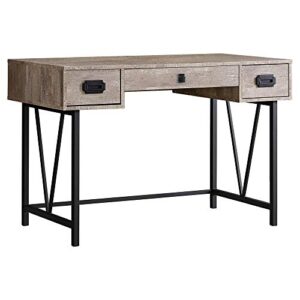 monarch specialties laptop table with drawers-industrial style-metal legs computer desk home & office, 48" l, taupe reclaimed wood look