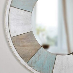 FirsTime & Co. Cottage Timbers Accent Wall Mirror, 27", Aged Teal/Shabby White/Natural Wood