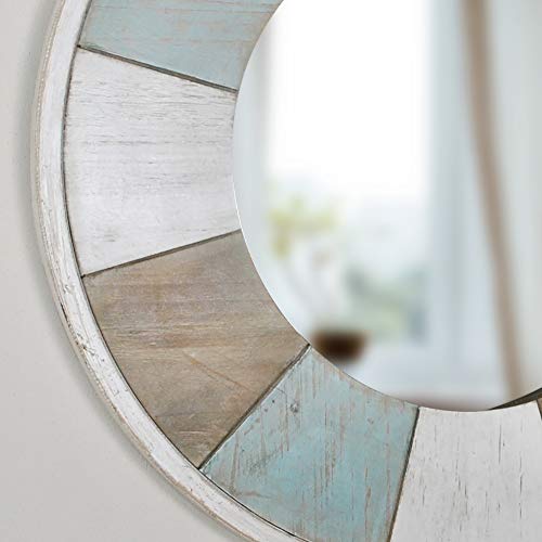 FirsTime & Co. Cottage Timbers Accent Wall Mirror, 27", Aged Teal/Shabby White/Natural Wood