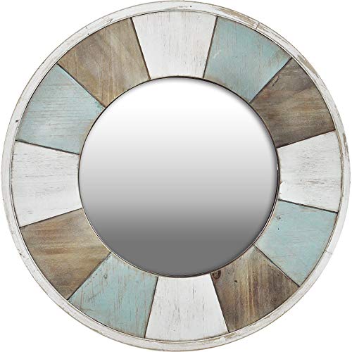 FirsTime & Co. Cottage Timbers Accent Wall Mirror, 27", Aged Teal/Shabby White/Natural Wood