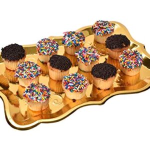 10 Gold Rectangle Trays for Dessert Table Serving Parties 9" x 13" Heavy Duty Disposable Paper Cardboard in Elegant Shape for Platters, Cupcake, Birthday Parties, Dessert, Weddings and More Food Safe