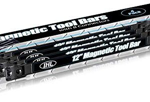 Inspired Home Living 12 Inch Magnetic Tool Holder 4 Pack - Heavy Duty Tool Organizer for Wall Mounting in Garage Workshop Workbench - Brackets Screws Drywall Anchors Hooks Included