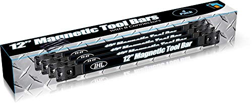 Inspired Home Living 12 Inch Magnetic Tool Holder 4 Pack - Heavy Duty Tool Organizer for Wall Mounting in Garage Workshop Workbench - Brackets Screws Drywall Anchors Hooks Included