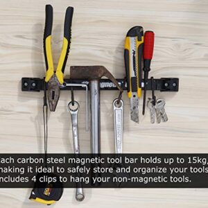 Inspired Home Living 12 Inch Magnetic Tool Holder 4 Pack - Heavy Duty Tool Organizer for Wall Mounting in Garage Workshop Workbench - Brackets Screws Drywall Anchors Hooks Included