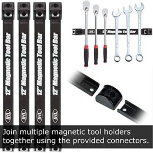 Inspired Home Living 12 Inch Magnetic Tool Holder 4 Pack - Heavy Duty Tool Organizer for Wall Mounting in Garage Workshop Workbench - Brackets Screws Drywall Anchors Hooks Included