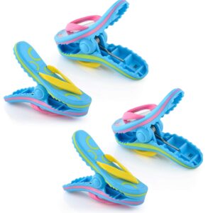 O2COOL Bocaclips - Beach Towel Clips for Beach Chairs, Patio and Pool Accessories Clothes Pins or Bag Clips - (Flip Flop) 4 Clips