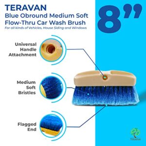 TERAVAN 8 Inch Blue Obround Medium Soft Flow Through Brush with Flagged Ends for RV's and Larger Vehicles