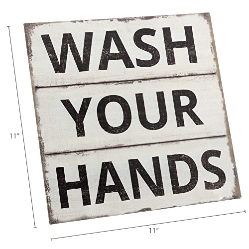 Barnyard Designs Wash Your Hands Sign Primitive Country Farmhouse Bathroom Quotes Home Decor Sign 11” x 11”