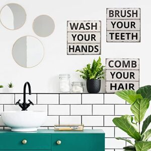 Barnyard Designs Wash Your Hands Sign Primitive Country Farmhouse Bathroom Quotes Home Decor Sign 11” x 11”